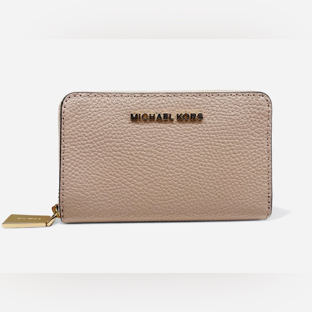 NWOT Michael Kors Blush Pink Jet Set Small Zip Around Compact Leather Wallet